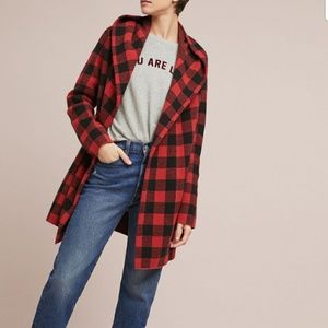 Buffalo Plaid Sweater Coat Size Large Field Flower